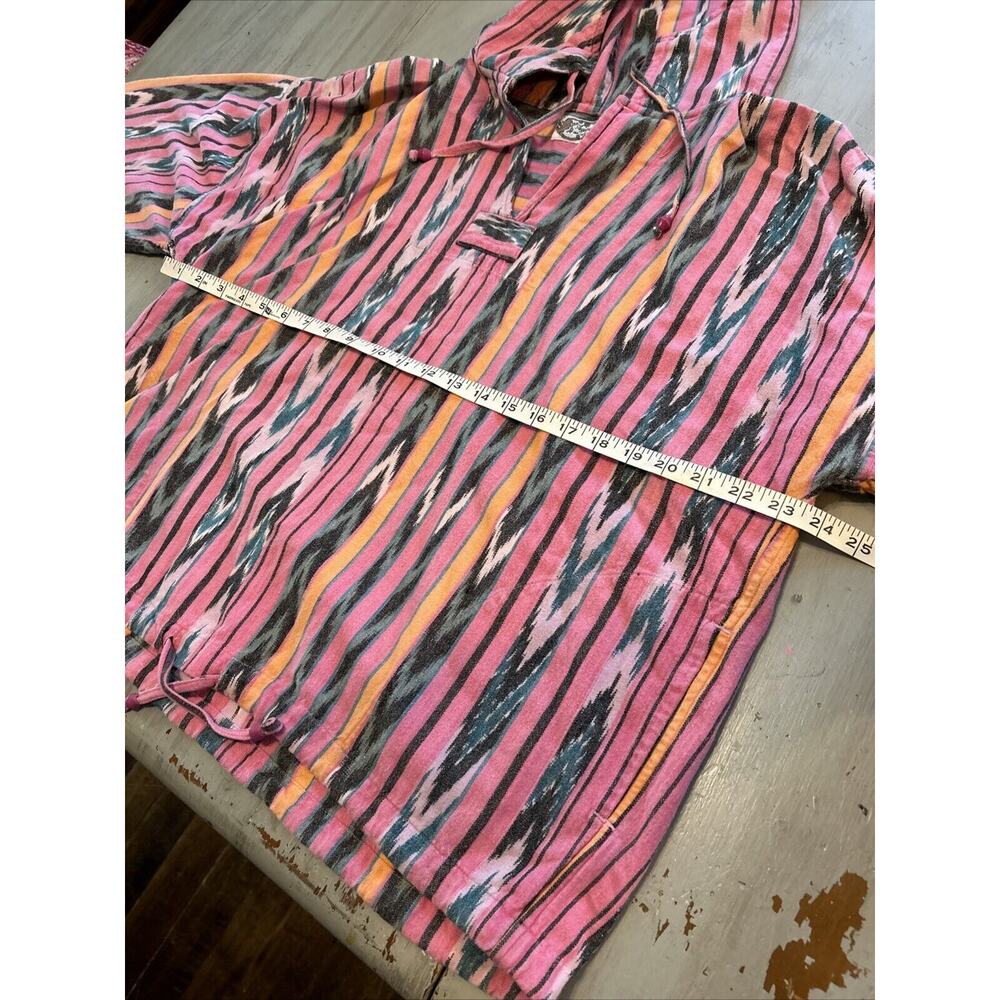 Vtg Angelique Pink Orange Green Southwest Print Hoodie Pullover Boho Free Size - Picture 11 of 12